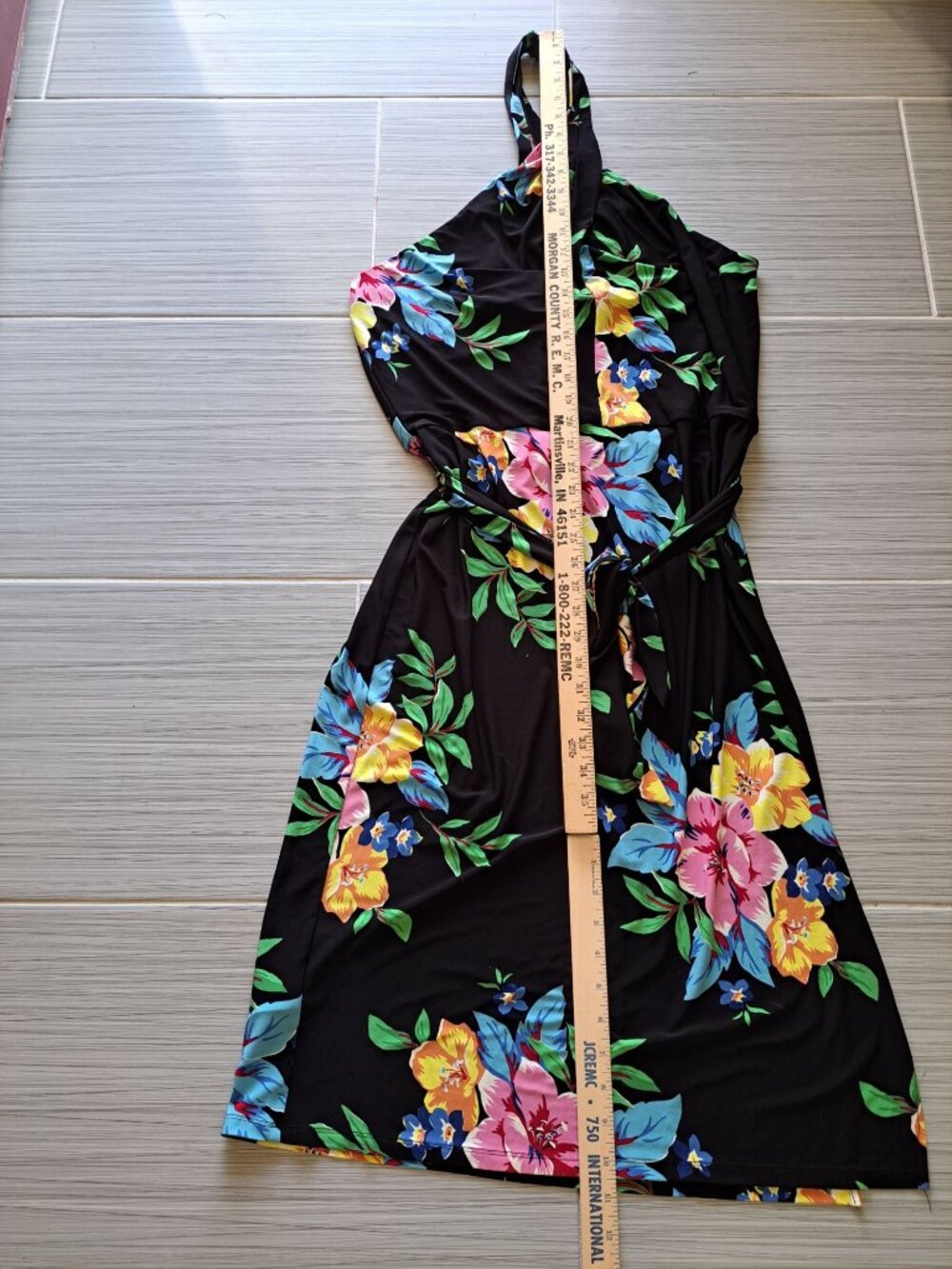 New Ralph Lauren Halter Dress Size12 Womens Black Floral Jersey Tags Vacation - Picture 11 of 14